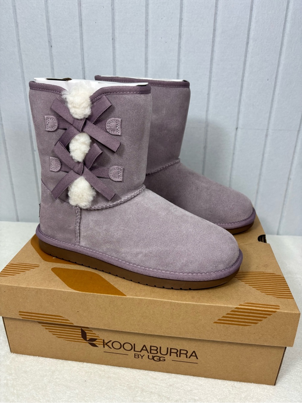 Koolaburra Lavender Suede Shearling Bow Boots Size US 5 / 37